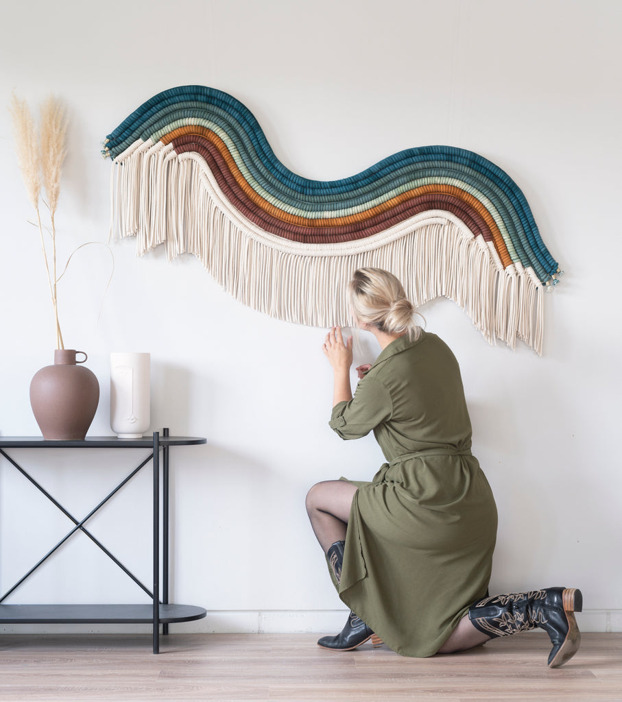 The Woman Behind the Teddy and Wool Macramé Wall Hangings