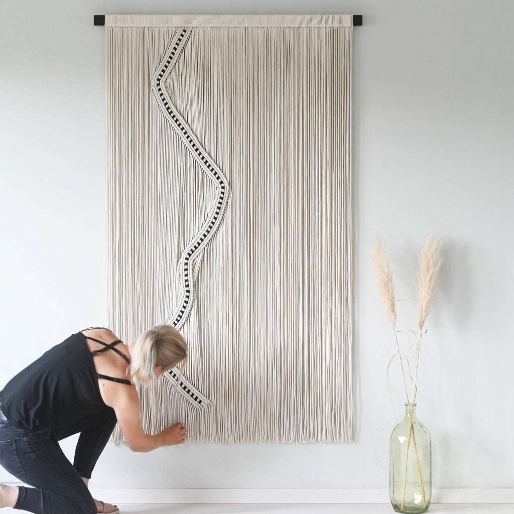 Tall Minimalistic Textile Art Tapestry - 'Evelyn',Teddy and Wool,