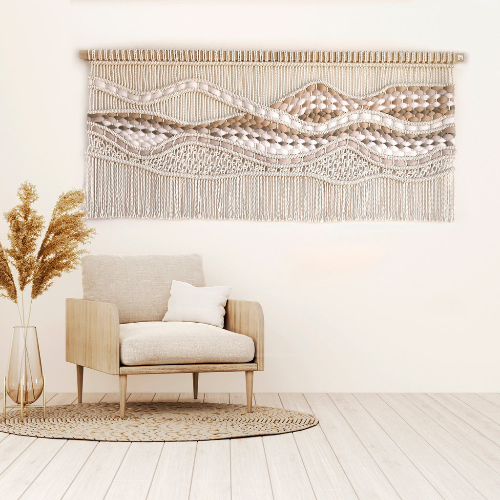 Gorgeous Neutral Wall Hanging - Beige Textile Art - Contemporary Wall Art - 'Kelsey' [Made-to-order]