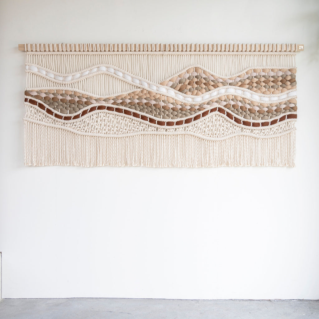 Handmade Macrame Wall Hanging - Beige/Brown Textile Art - Modern Wall Art - 'ZOË' [Made-to-order]