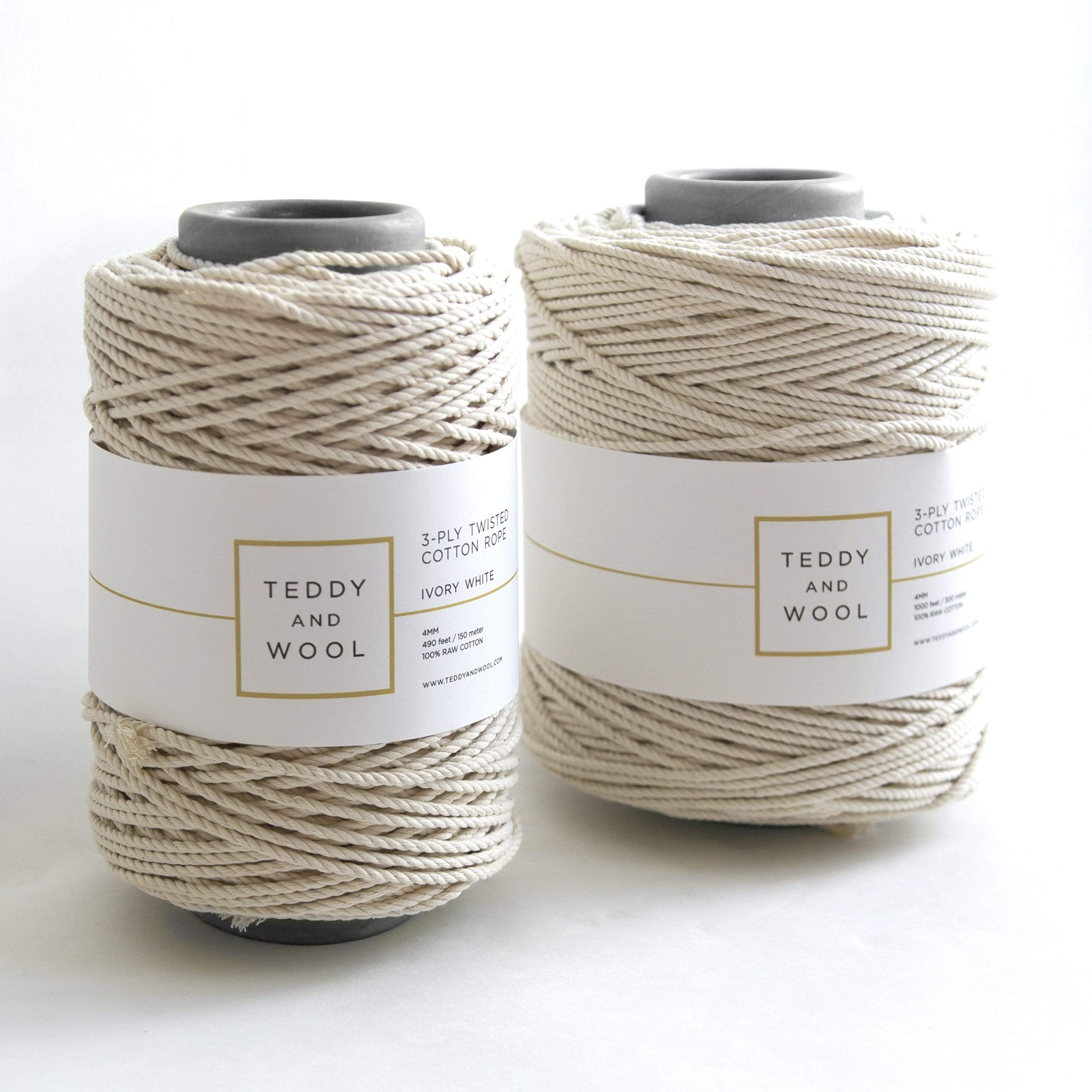 Cotton Cord 4mm rope 3 stand (ply) twisted macrame cord 1kg cotton yarn