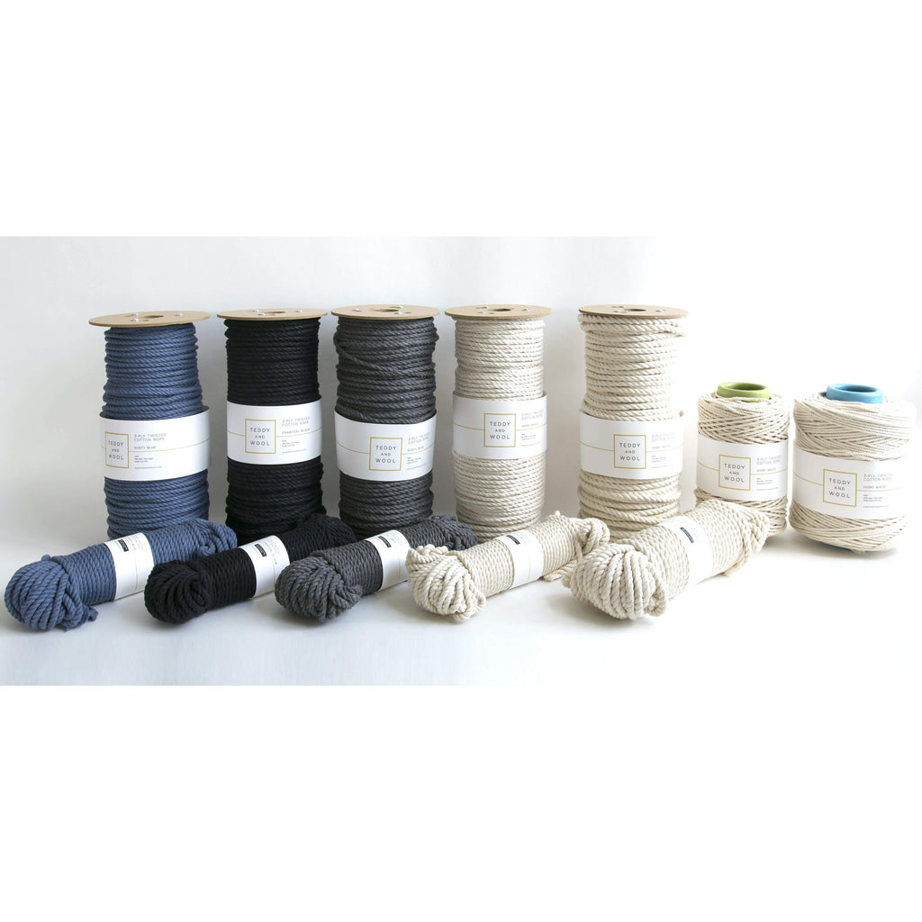 Twisted Macrame cord 6 MM - "Dusty Blue",Teddy and Wool,Cotton Cord