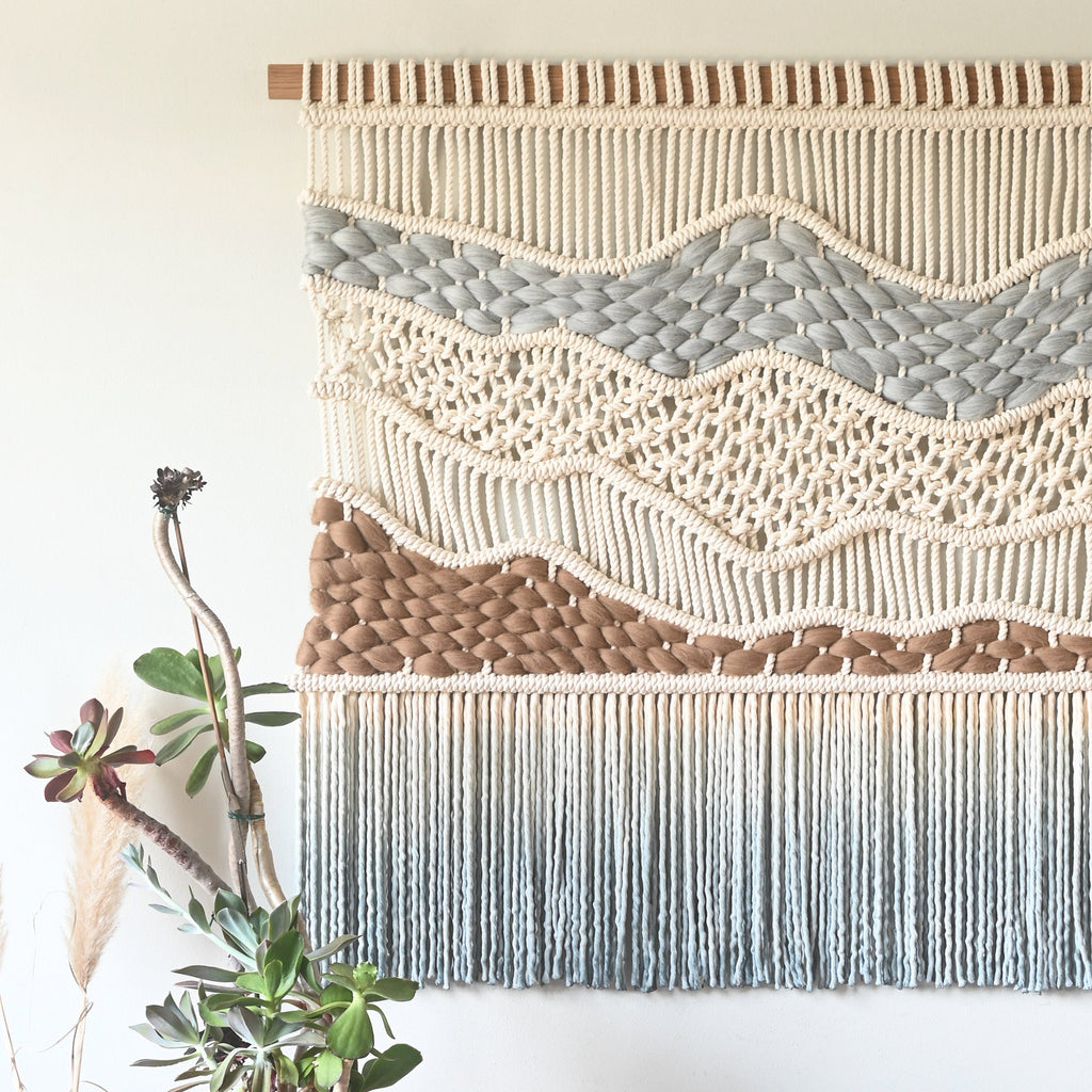 Large Macrame Wall Tapestry - SOFT HILLS,Teddy and Wool,Fiber Art