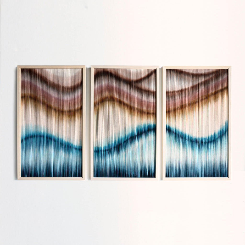 Framed Fiber Artwork - Textile Art Triptych - "EMILY" [Made to order]