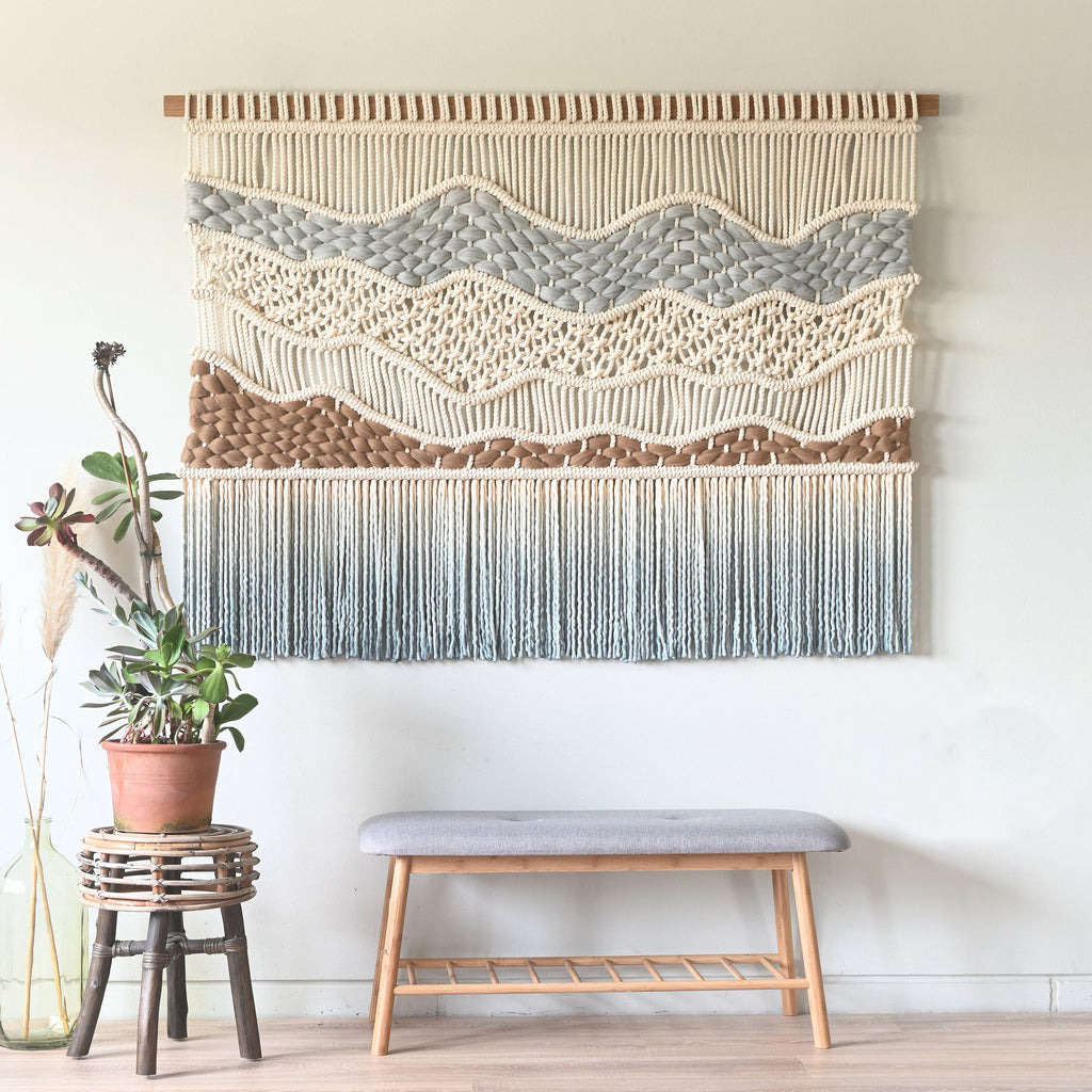 Large Macrame Wall Tapestry - SOFT HILLS,Teddy and Wool,Fiber Art
